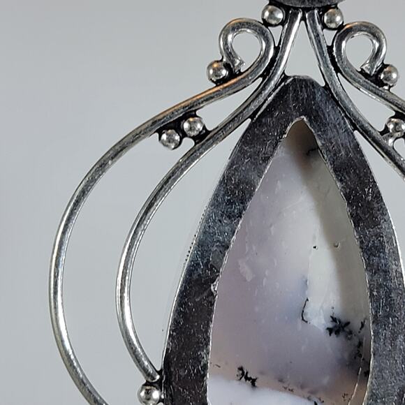 Handmade Pendant with Dendritic Opal & Smoky Quartz – Sterling Silver Setting - Picture 7 of 10